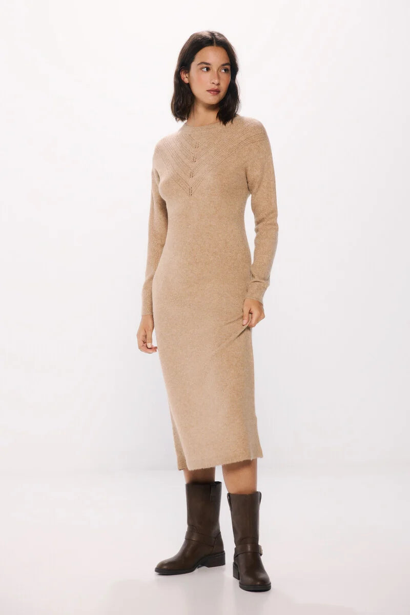 Springfield|Tan Dresses|jersey-knit knit midi dress Springfield KSA Springfield|Tan Dresses|jersey-knit knit midi dress Springfield KSA