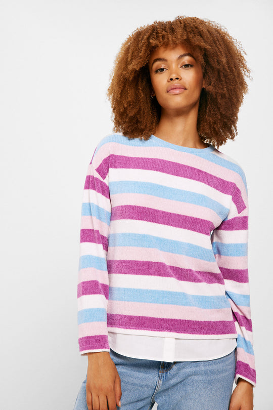 Multicolor Striped Chenille T-shirt