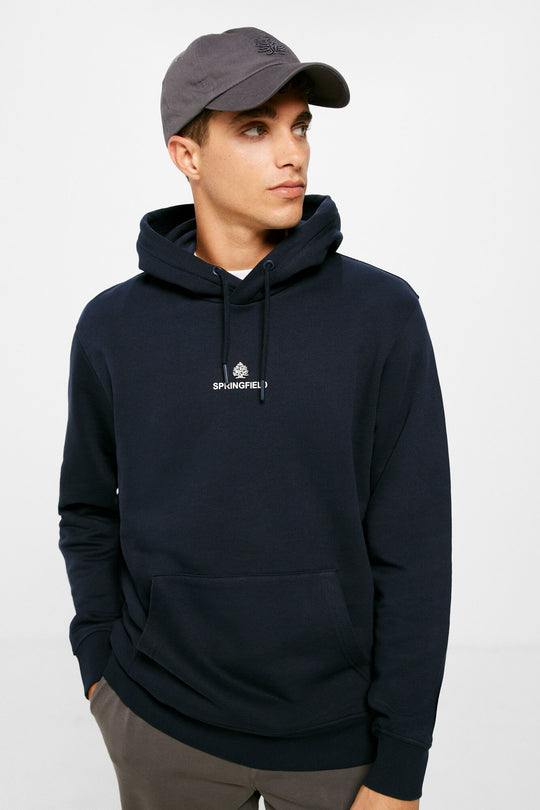 Plain sweatshirt with logo hood