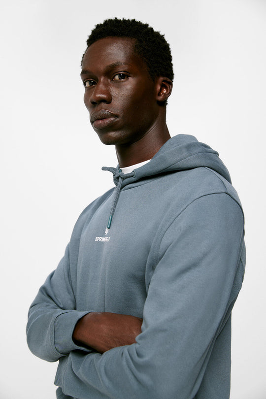 Plain sweatshirt with logo hood