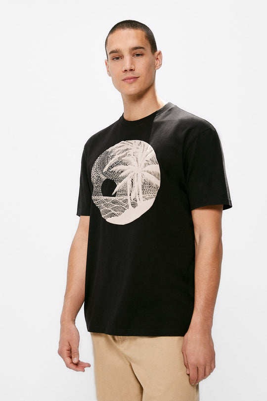 Topstitched palm trees T-shirt
