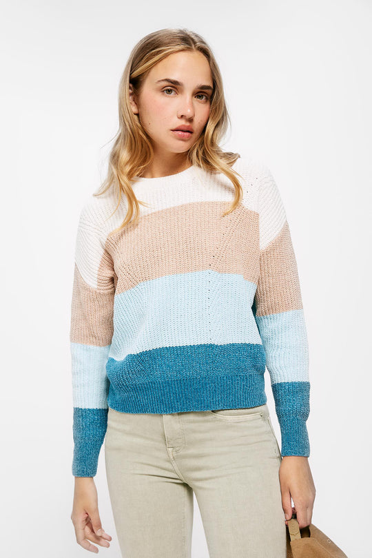 Color Block Chenille Sweater