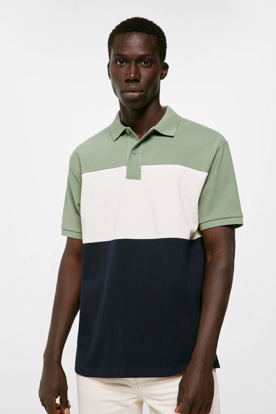 Color block piqué polo shirt