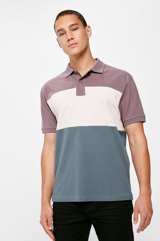 Color block piqué polo shirt