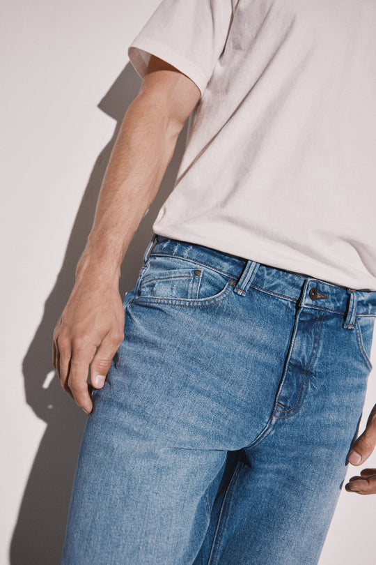 Regular medium dark wash jeans