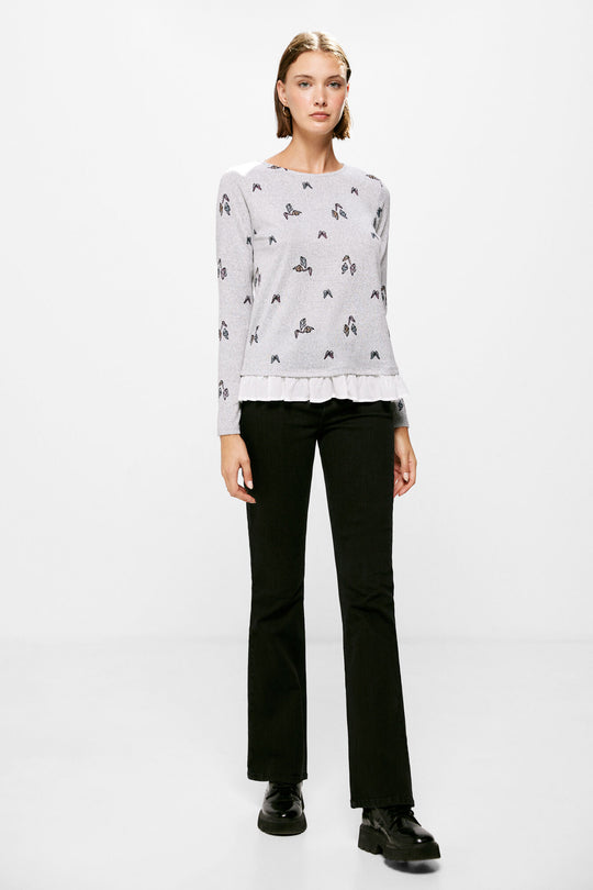 Printed T-shirt Combined Hem