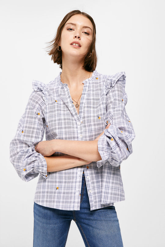 Ruffle Check Blouse
