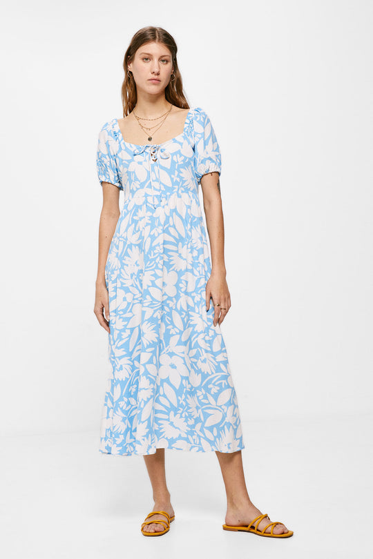 Midi Dress with Bow Neckline