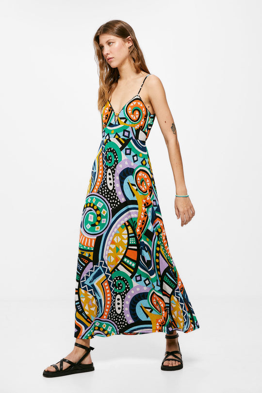 Midi Poplin Dress with Openings