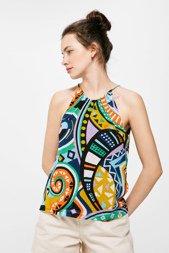 Printed Halter Neck T-shirt