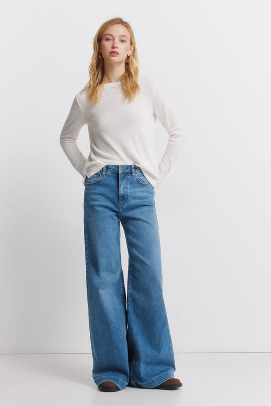 Chenille jumper with fancy neck