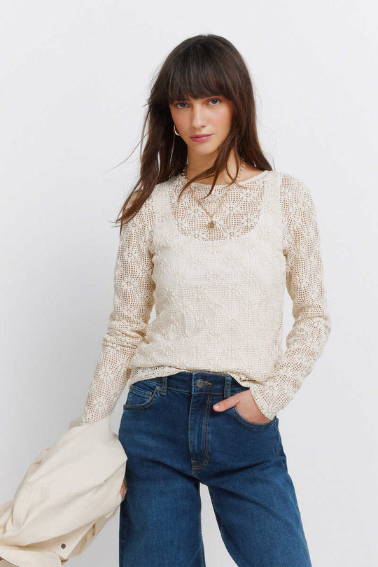 Jersey-knit long sleeve T-shirt