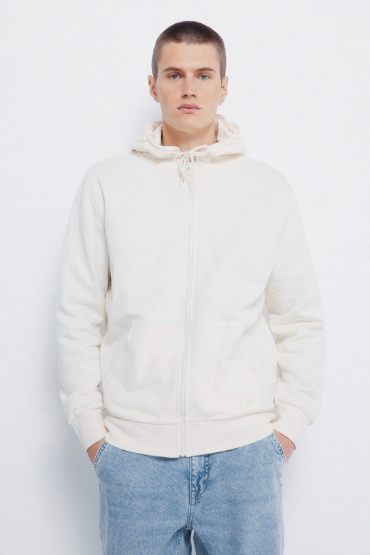 Sweatshirt hood with zip fastening