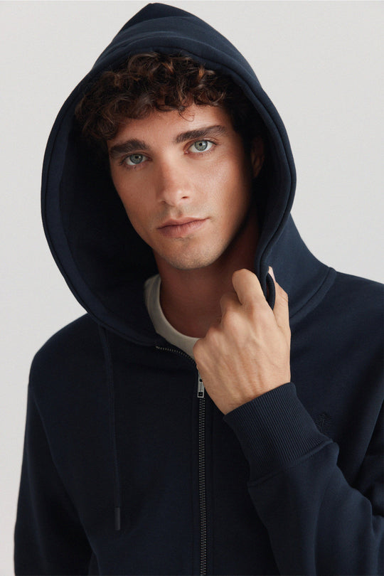Basic open hooded sweatshirt