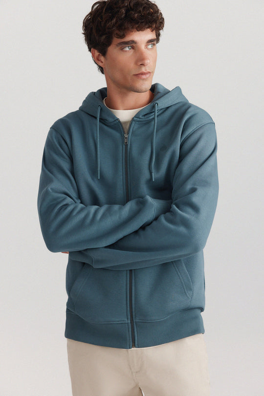Basic open hooded sweatshirt