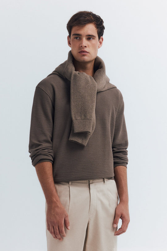 تيشيرت رجالي بكم طويل بخامة وافل