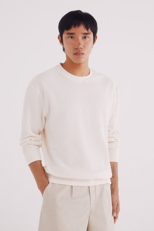 تيشيرت وافل رجالي طويل الأكمام