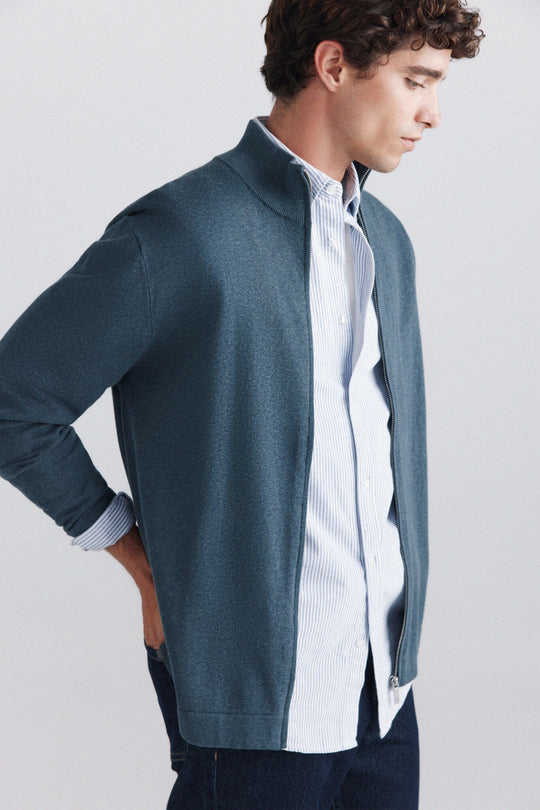 Basic zip fastening cardigan
