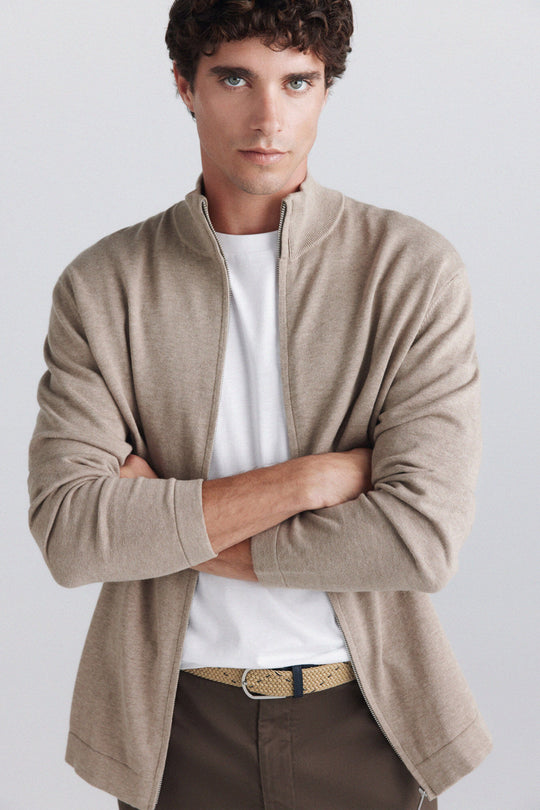Basic zip fastening cardigan