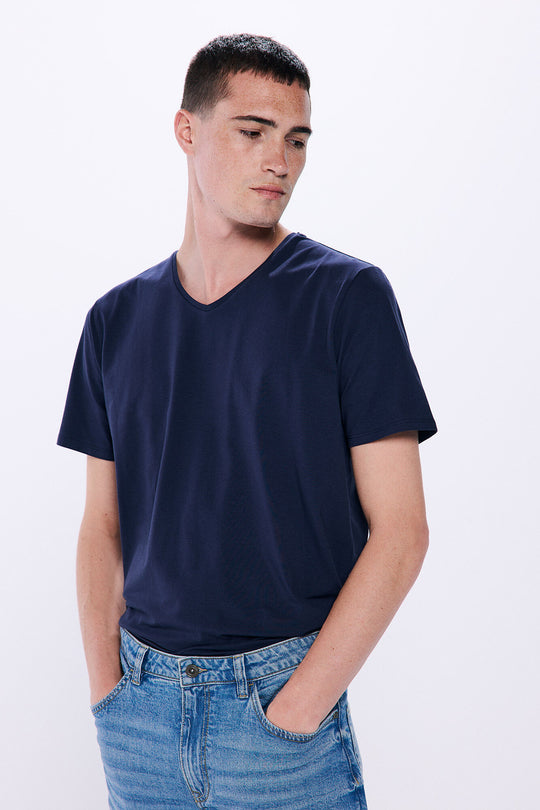 Basic V cotton lycra t-shirt