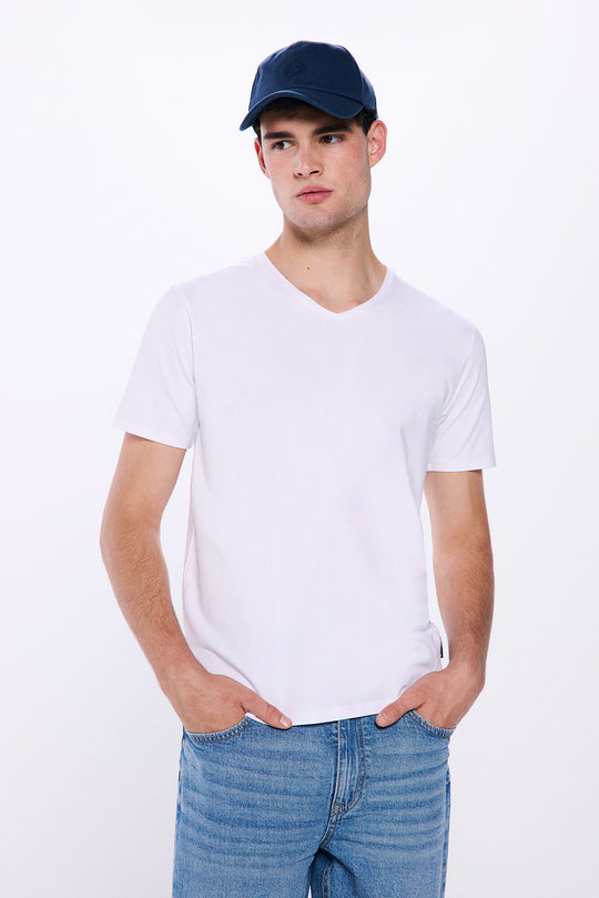 Basic V cotton lycra t-shirt