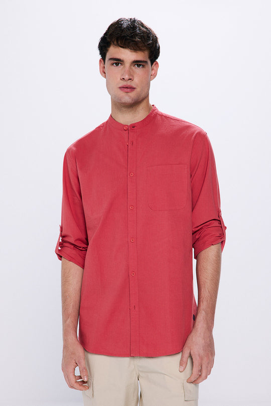 100% Cotton Mandarin Seersucker Shirt