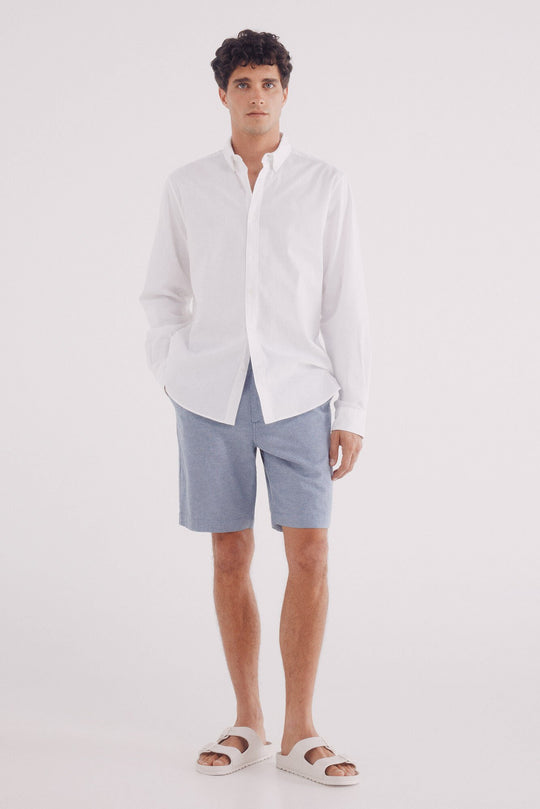 شورت برمودا بفتحة ضيقة من الكتان