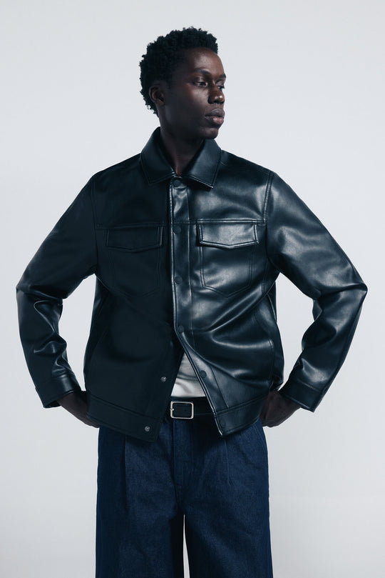 سترة رجالية من الجلد الصناعي