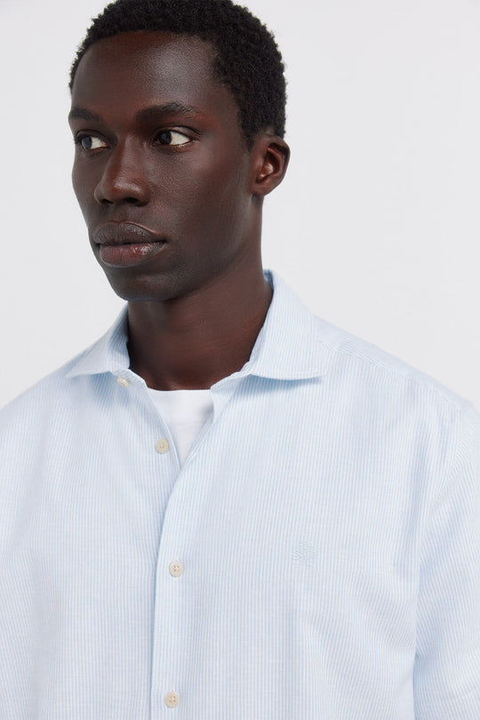 Striped linen short sleeve shirt