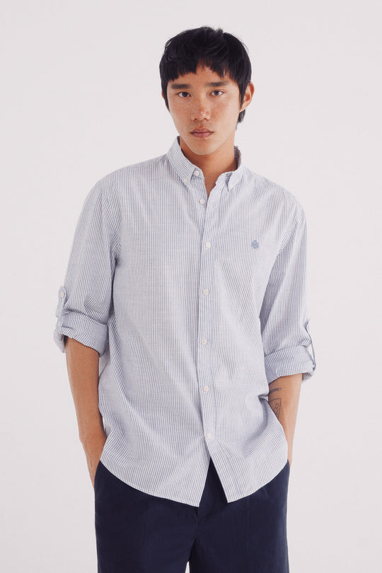 striped cotton slub shirt