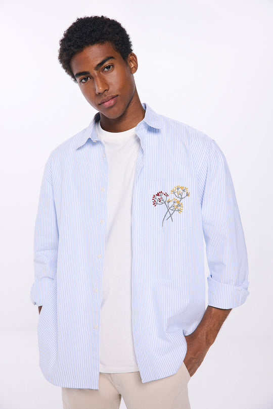 embroidered striped oxford shirt