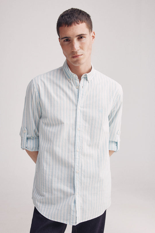 قميص مخطط من القطن المخلوط