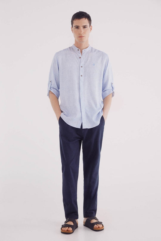 3/4 linen viscose mao shirt
