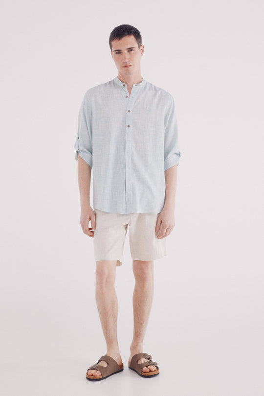 3/4 linen viscose mao shirt