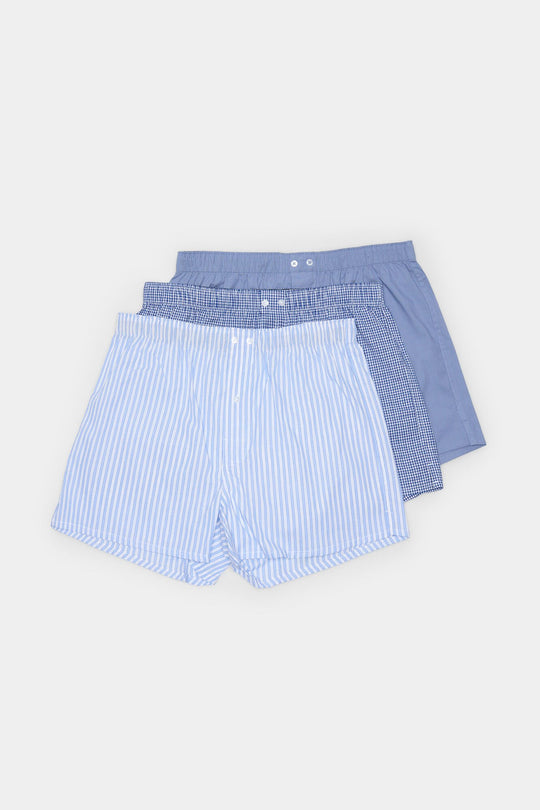 Pack of 3 blue fabric boxers