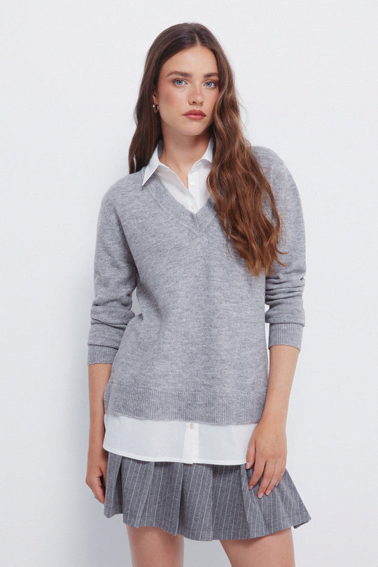 Combined shirt sweater