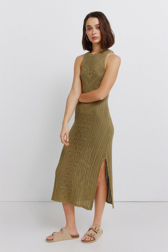 Pointelle midi dress