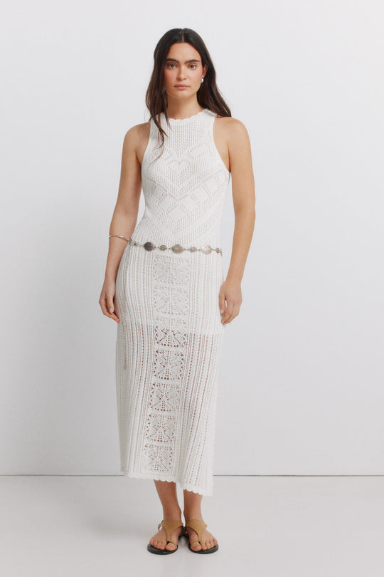 Pointelle midi dress