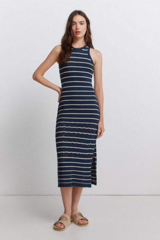 Striped pointelle dress