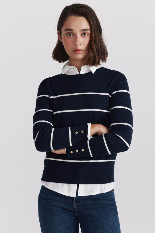 Basic fine knit buttoned jumper