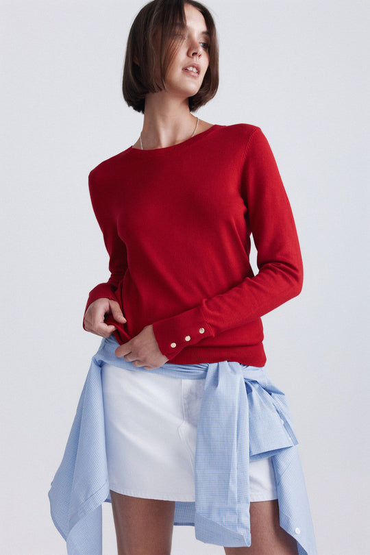 Basic fine knit buttoned jumper