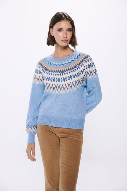 multicoloured jacquard sweater