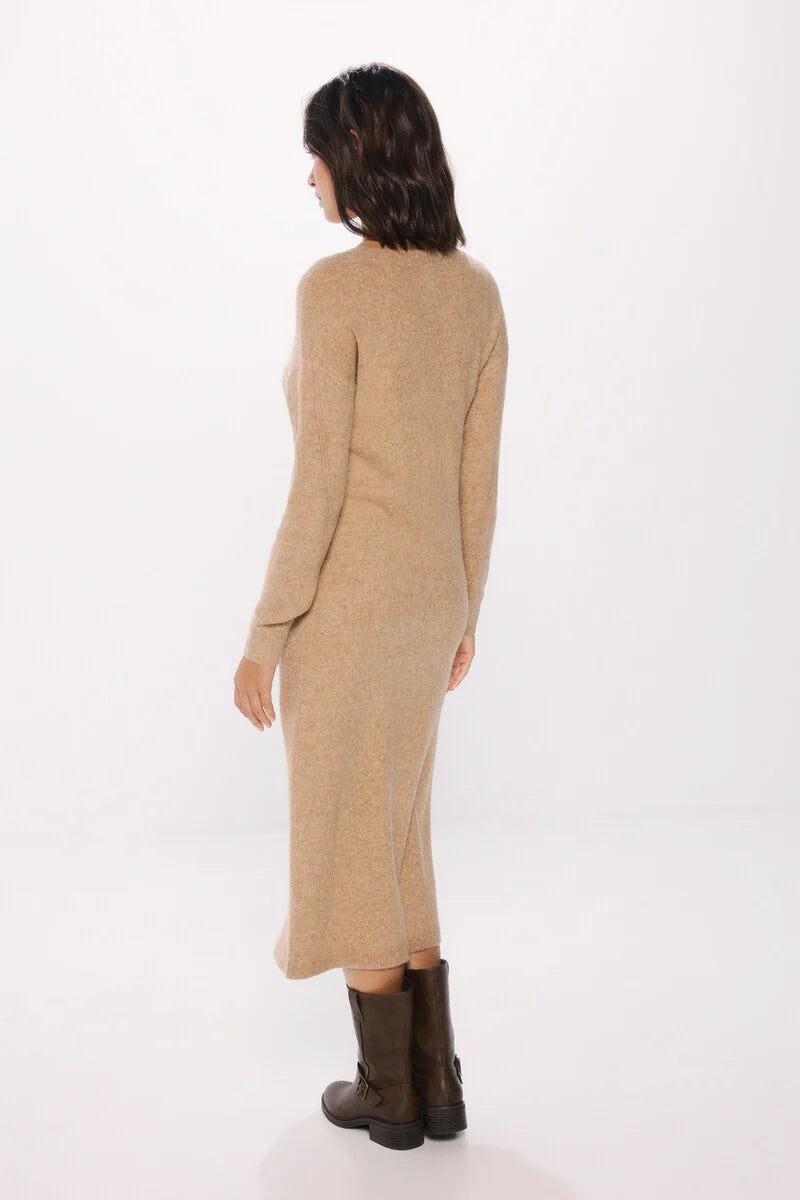 Springfield|Tan Dresses|jersey-knit knit midi dress – Springfield KSA