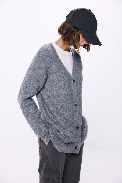 Women'S Dark Grey Cardigans, Cable Knit Cardigan | Springfield
