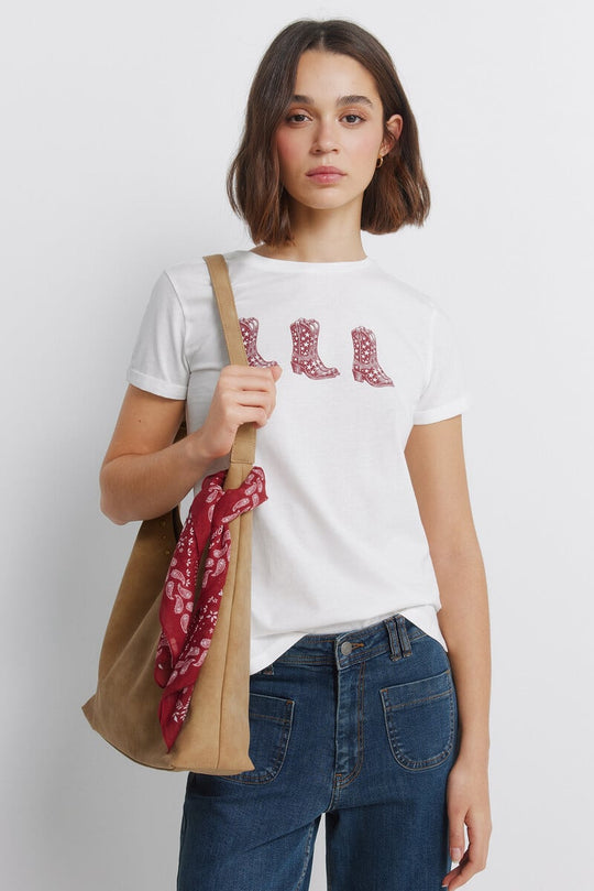 T-shirt with rolled-up sleeves