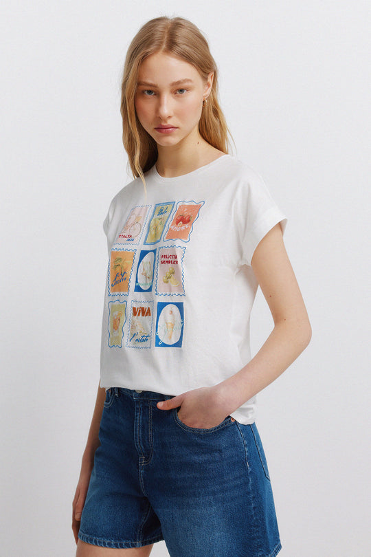 Printed short sleeve T-shirt