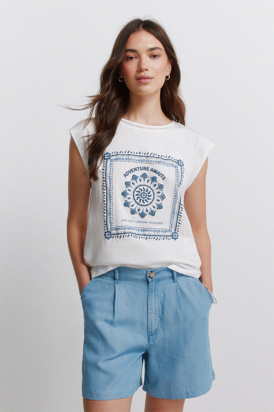 Polka-dot short sleeve T-shirt