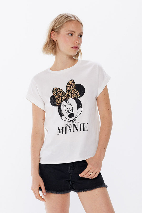 100% Cotton Minnie Leopard Bow T-Shirt