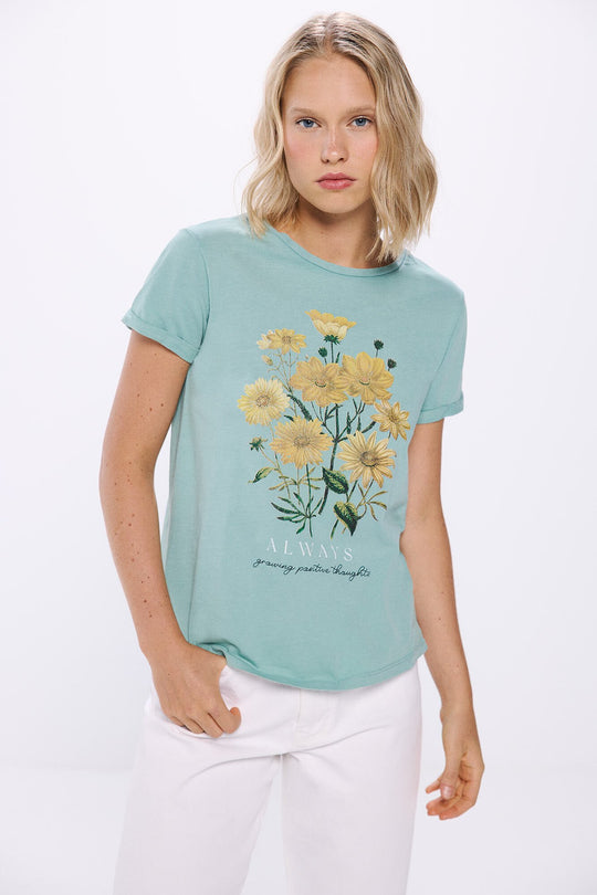 100% Cotton Floral Graphic T-Shirt