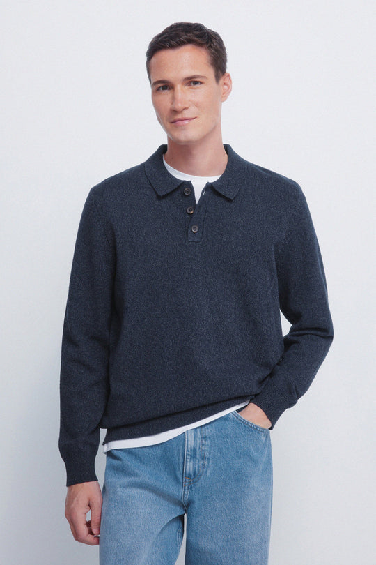 Polo shirt neck jumper with buttons